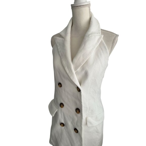 VERONICA BEARD White Halter Button Blazer Dress Size 6 - Picture 5 of 7